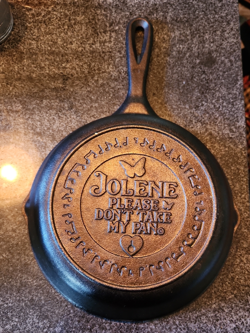 Jolene Black Cast Iron Skillet — Decorative Embossed Design